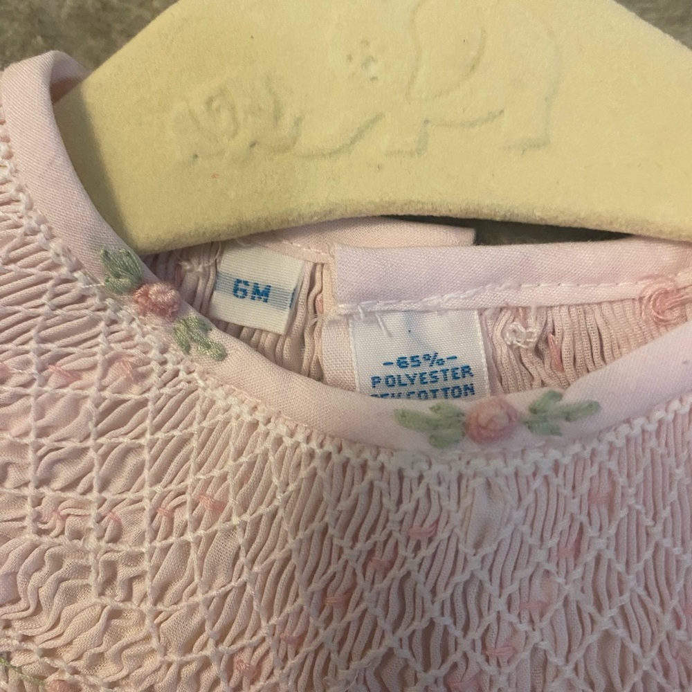 NWOT White Smocked Dress with Pink Accents - Picture 3 of 6